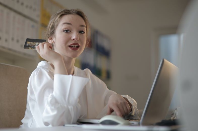 Girl about to buy cannabis seeds online