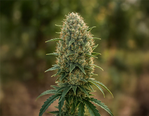 Outdoor-grown Black Dom XXL plant in flowering stage