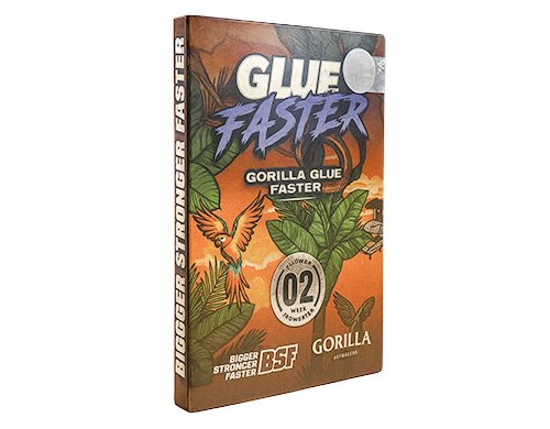 Original packaging of Gorilla Glue Faster cannabis seeds